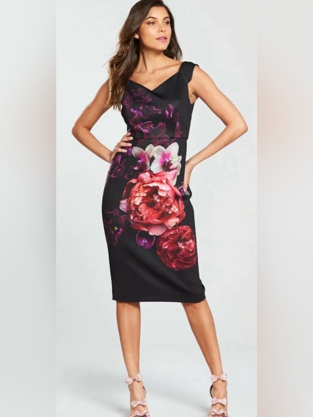 Ted Baker Dress with Pink & Red Floral Print